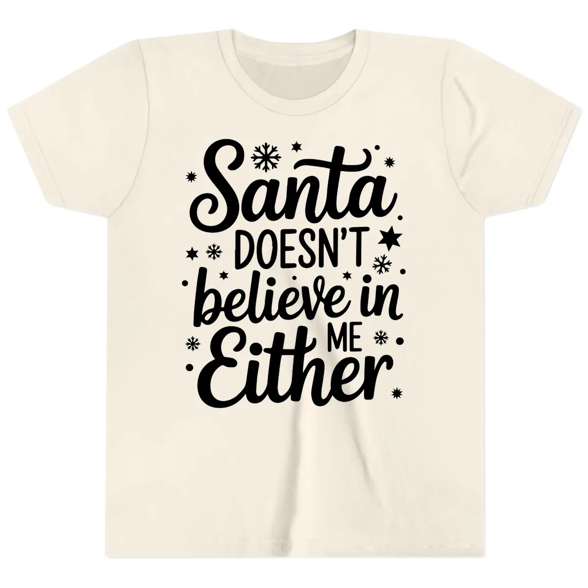 Santa Doesn't Believe In Me Youth T-Shirt in Natural