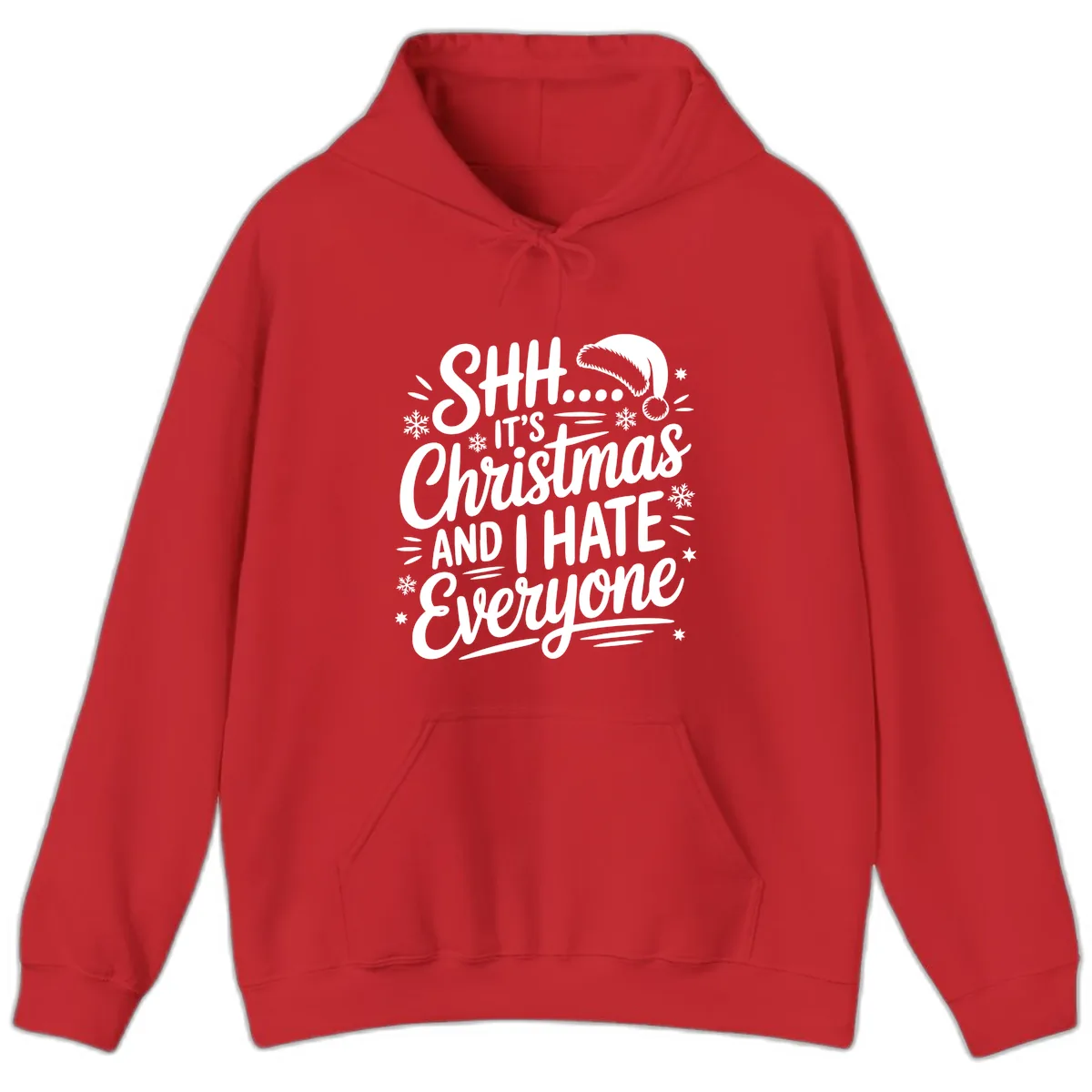 Shh It's Christmas And I Hate Everyone Hoodie in Red