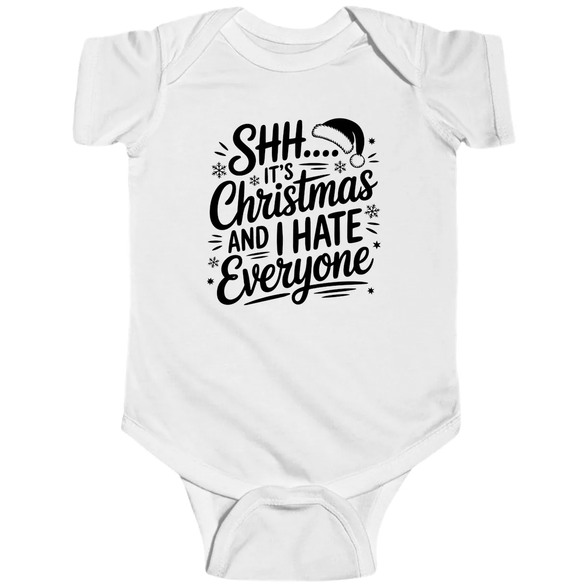 Shh It's Christmas And I Hate Everyone Baby Onesie in White