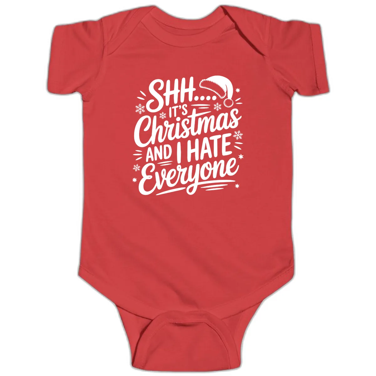 Shh It's Christmas And I Hate Everyone Baby Onesie in Red