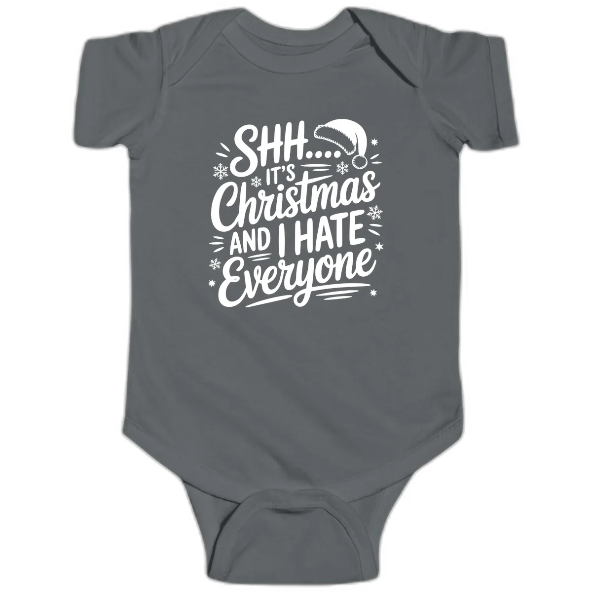 Shh It's Christmas And I Hate Everyone Baby Onesie in Charcoal