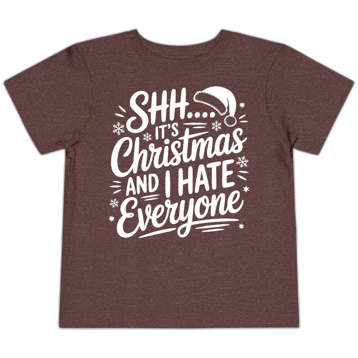 Shh It's Christmas And I Hate Everyone Toddler T-Shirt in Heather Maroon