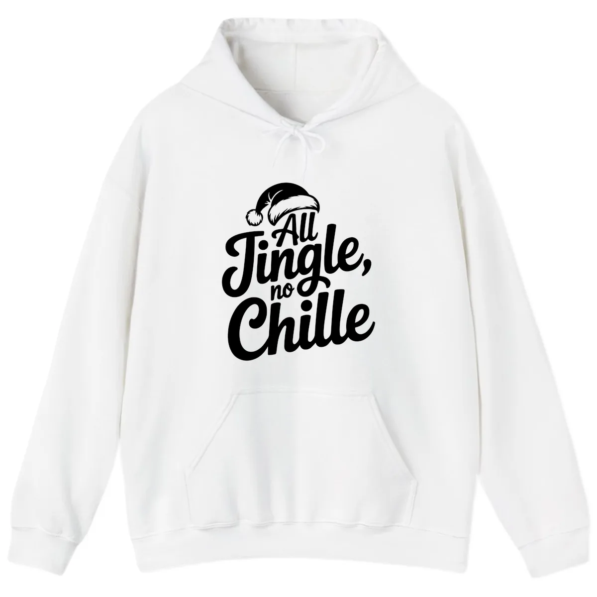 All Jingle No Chille Typography Hoodie in White