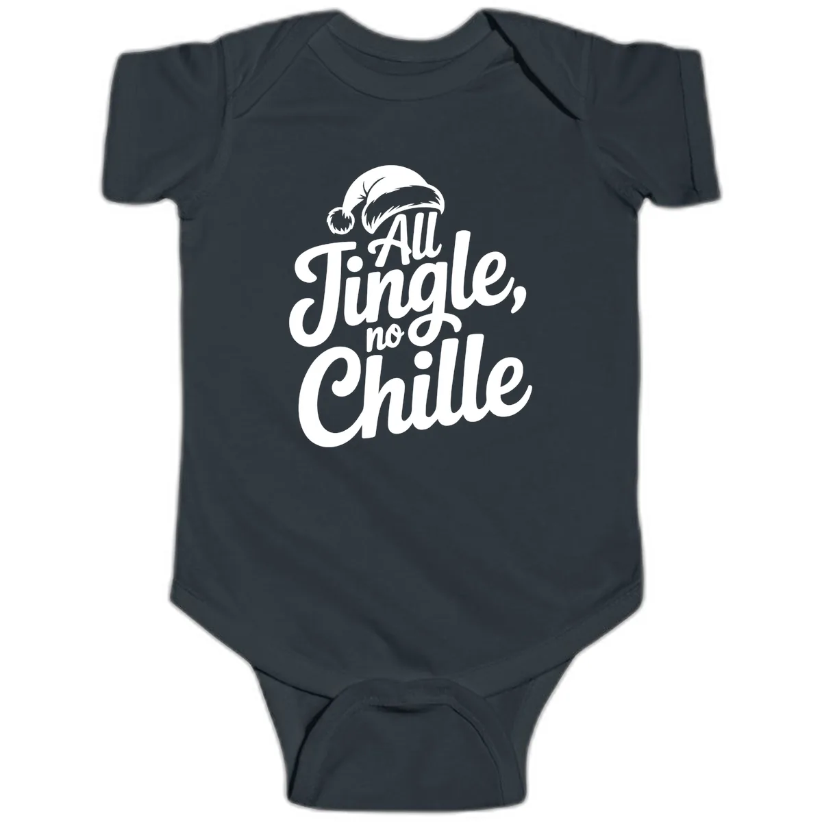 All Jingle No Chille Typography Baby Onesie in Black