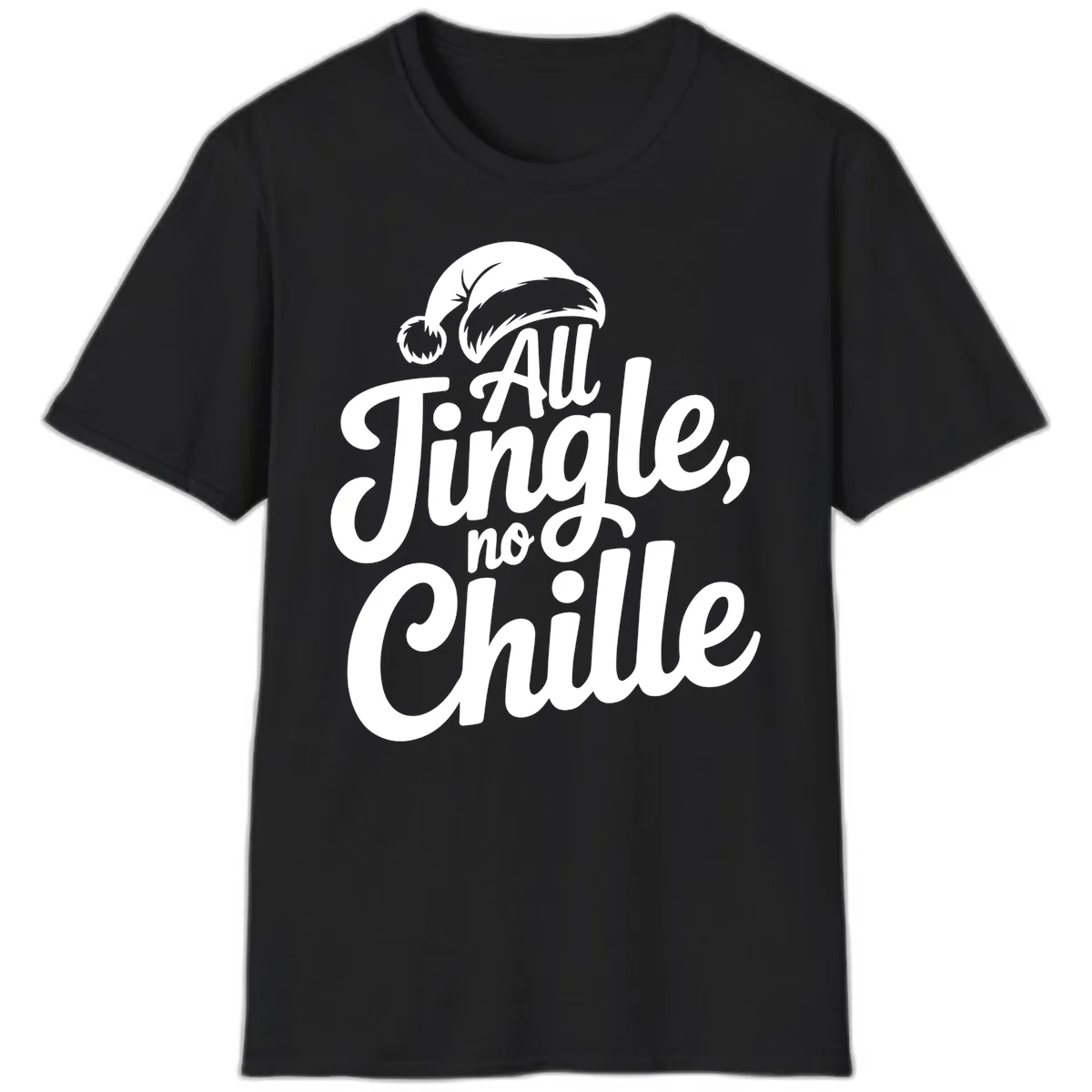 All Jingle No Chille Typography T-Shirt in Black