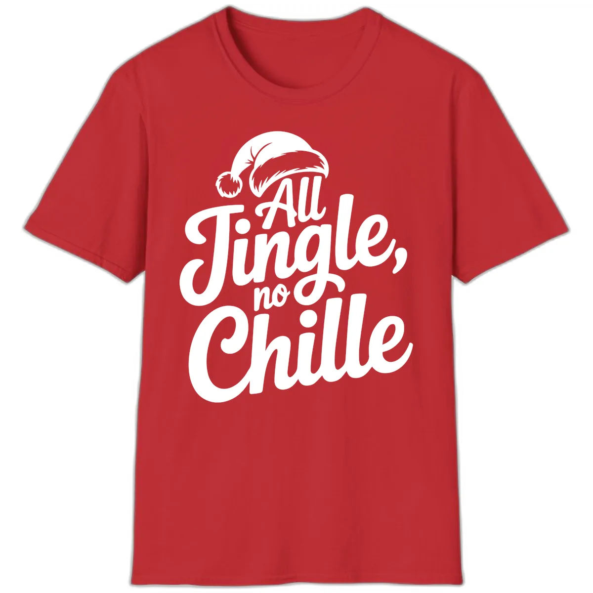 All Jingle No Chille Typography T-Shirt in Red