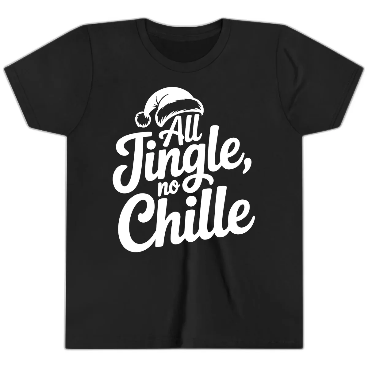 All Jingle No Chille Typography Youth T-Shirt in Black