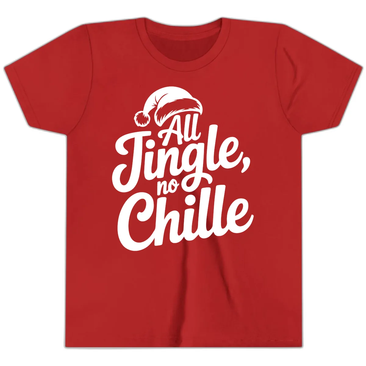 All Jingle No Chille Typography Youth T-Shirt in Red