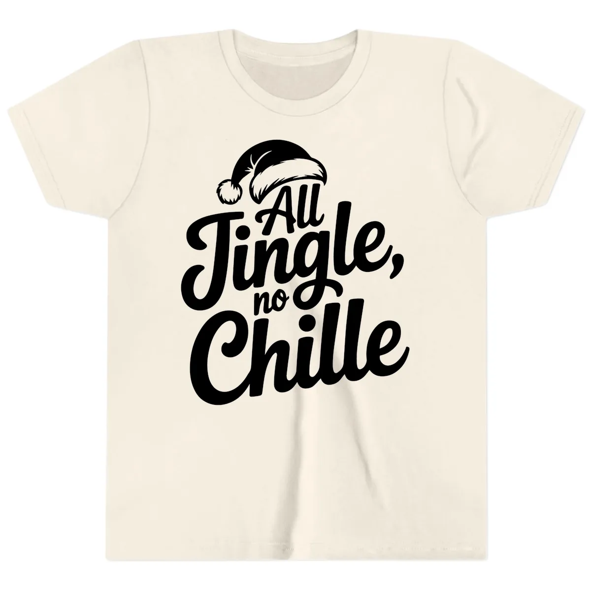 All Jingle No Chille Typography Youth T-Shirt in Natural