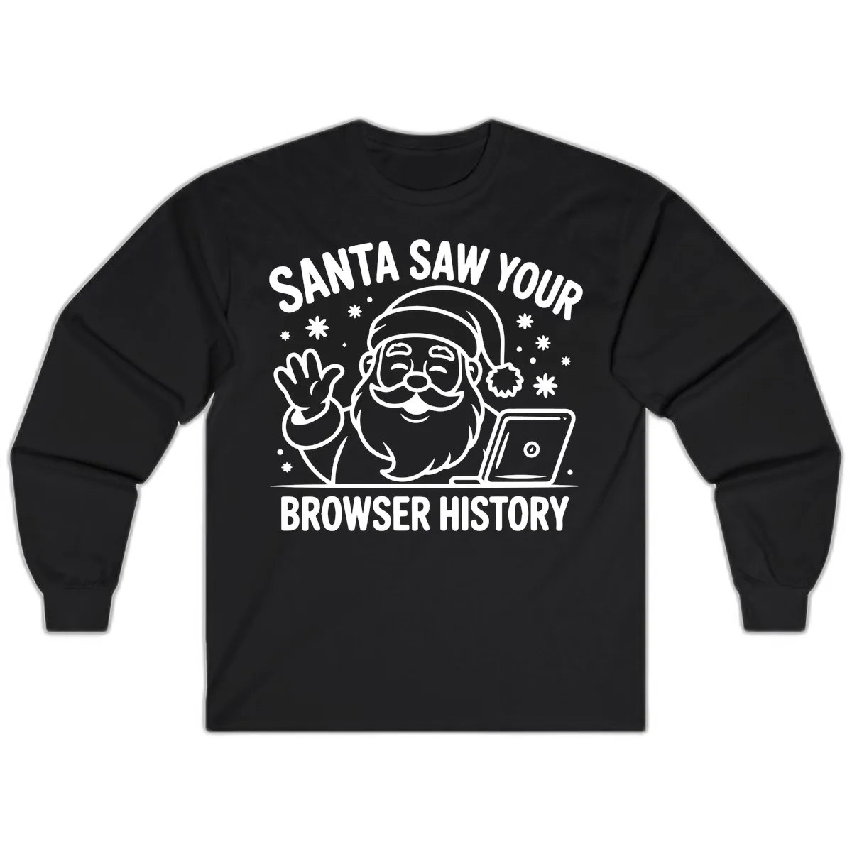 Santa Saw Your Browser History Long Sleeve in Black