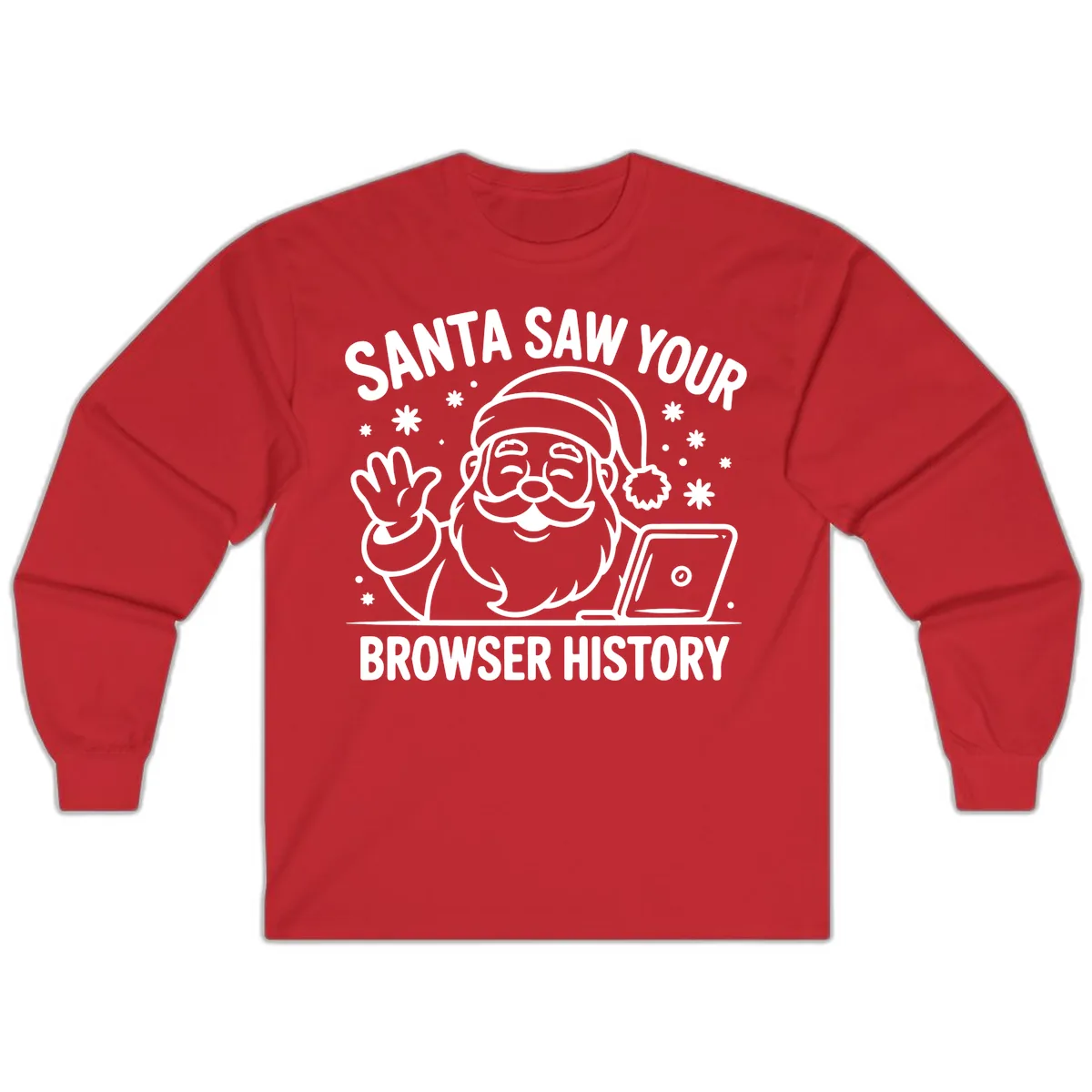 Santa Saw Your Browser History Long Sleeve in Red