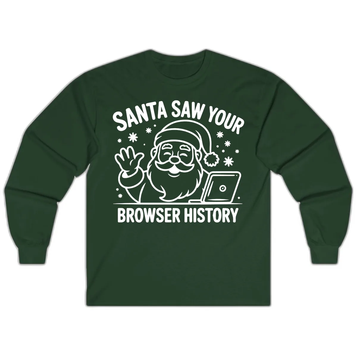 Santa Saw Your Browser History Long Sleeve in Forest Green