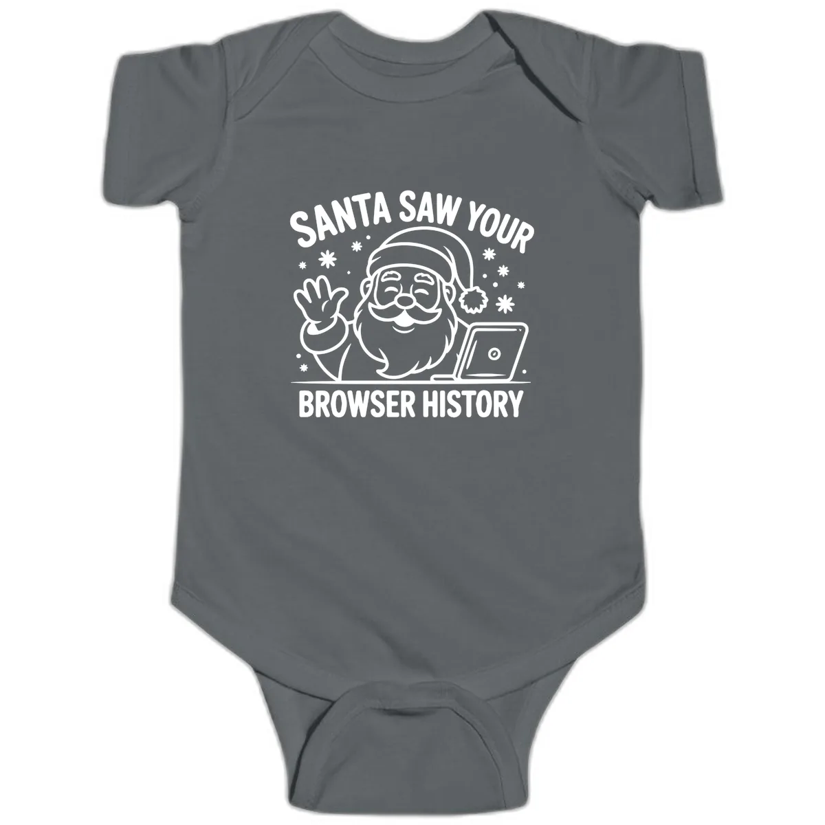 Santa Saw Your Browser History Baby Onesie in Charcoal