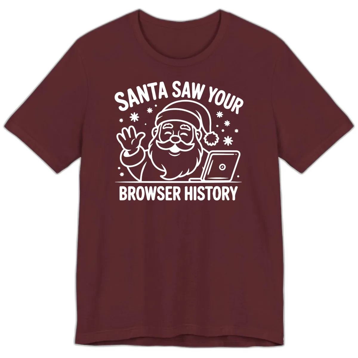 Santa Saw Your Browser History Premium T-Shirt in Maroon