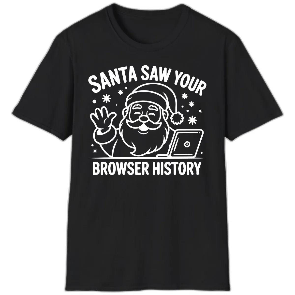 Santa Saw Your Browser History T-Shirt in Black