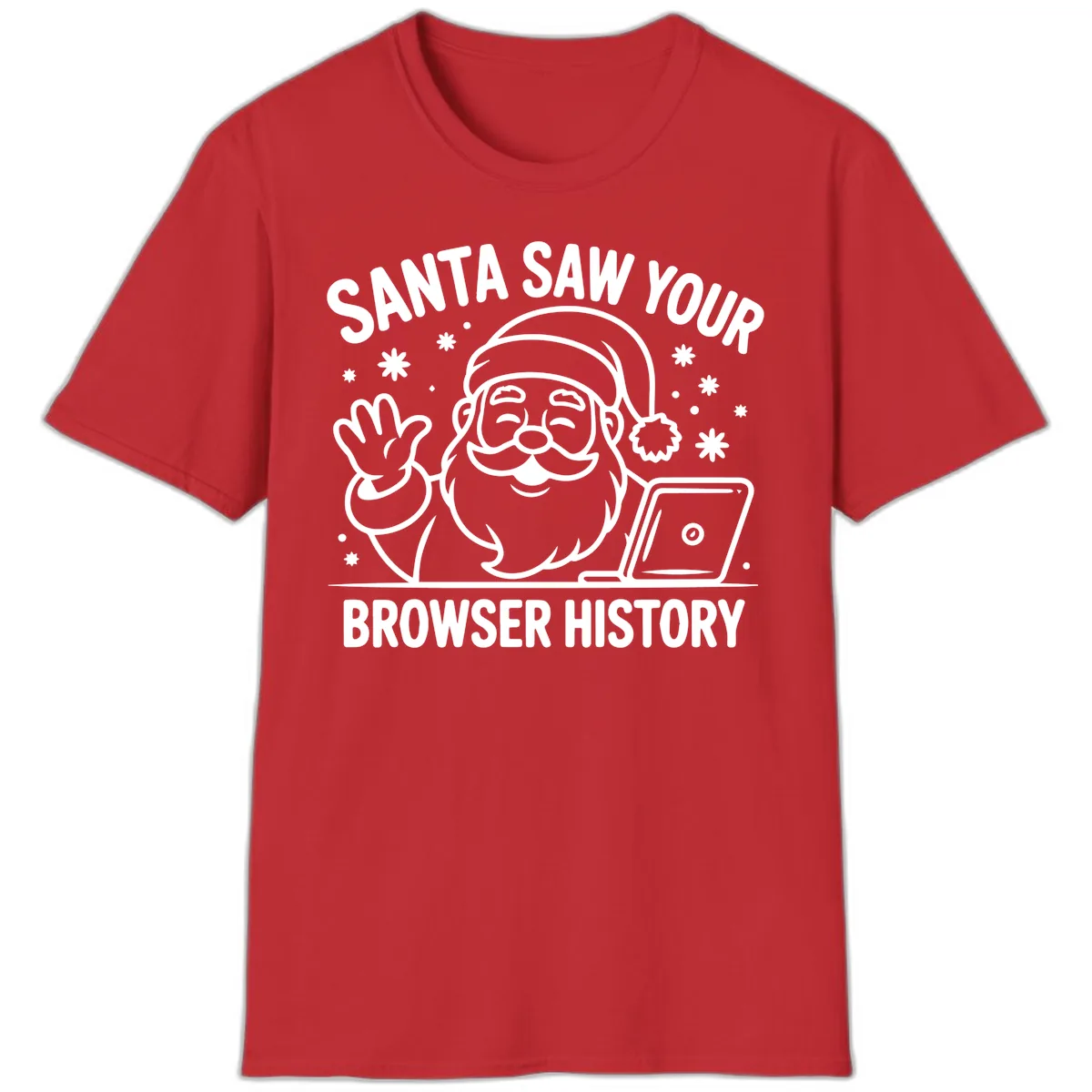 Santa Saw Your Browser History T-Shirt in Red
