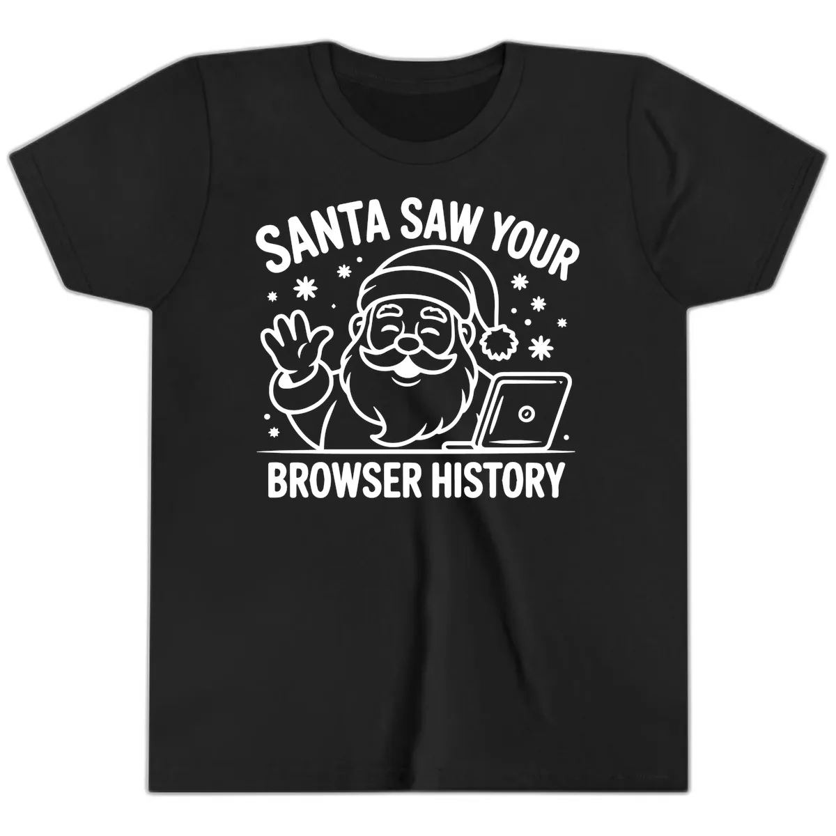 Santa Saw Your Browser History Youth T-Shirt in Black