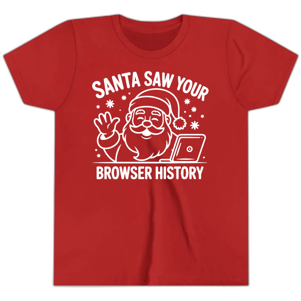 Santa Saw Your Browser History Youth T-Shirt in Red