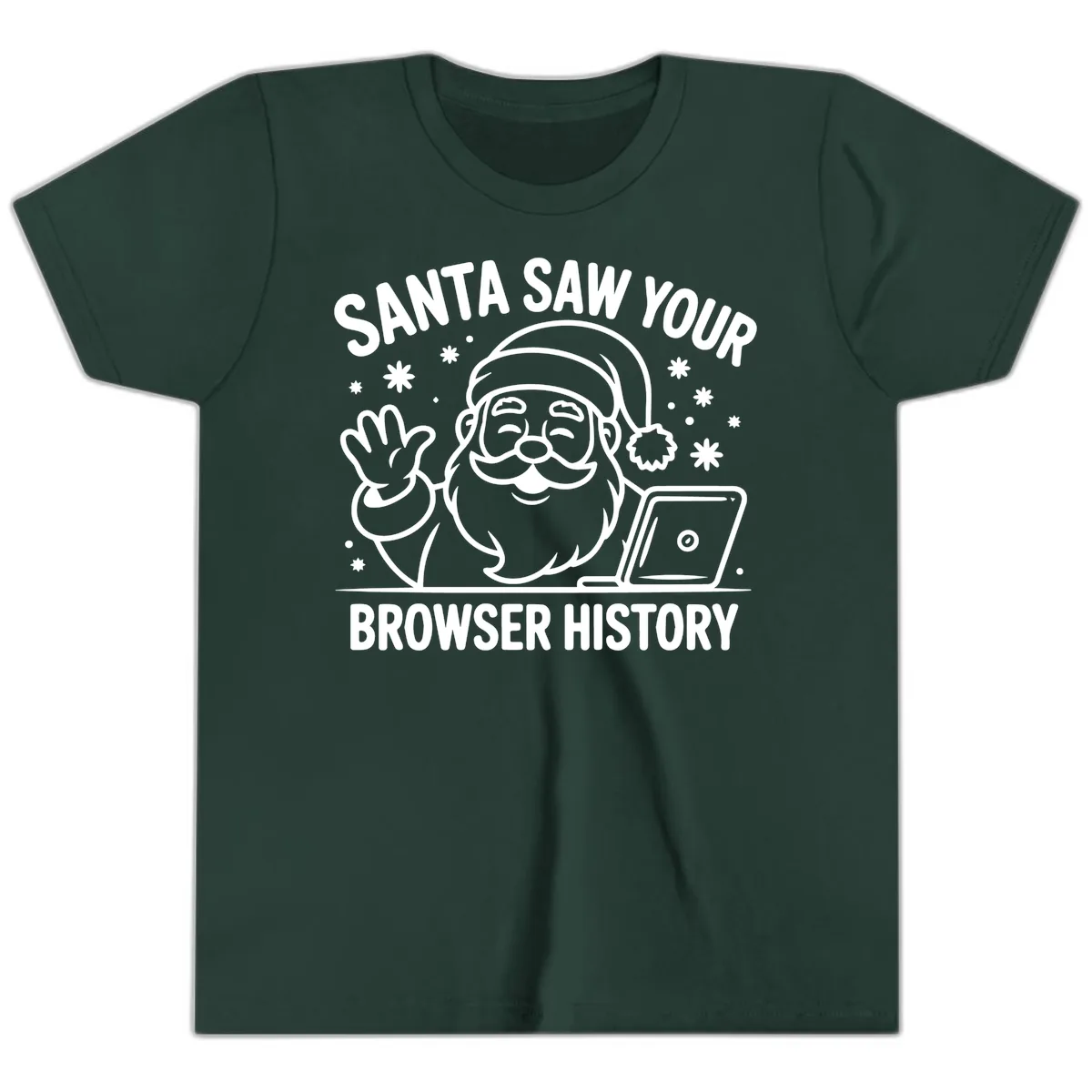 Santa Saw Your Browser History Youth T-Shirt in Forest