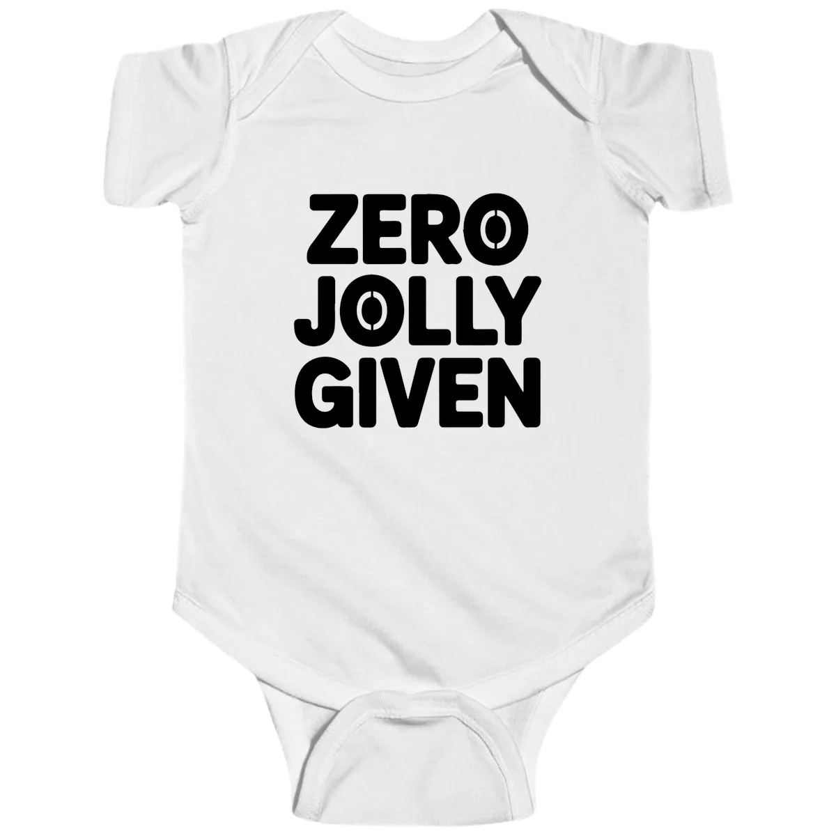 Zero Jolly Given Typography Baby Onesie in White