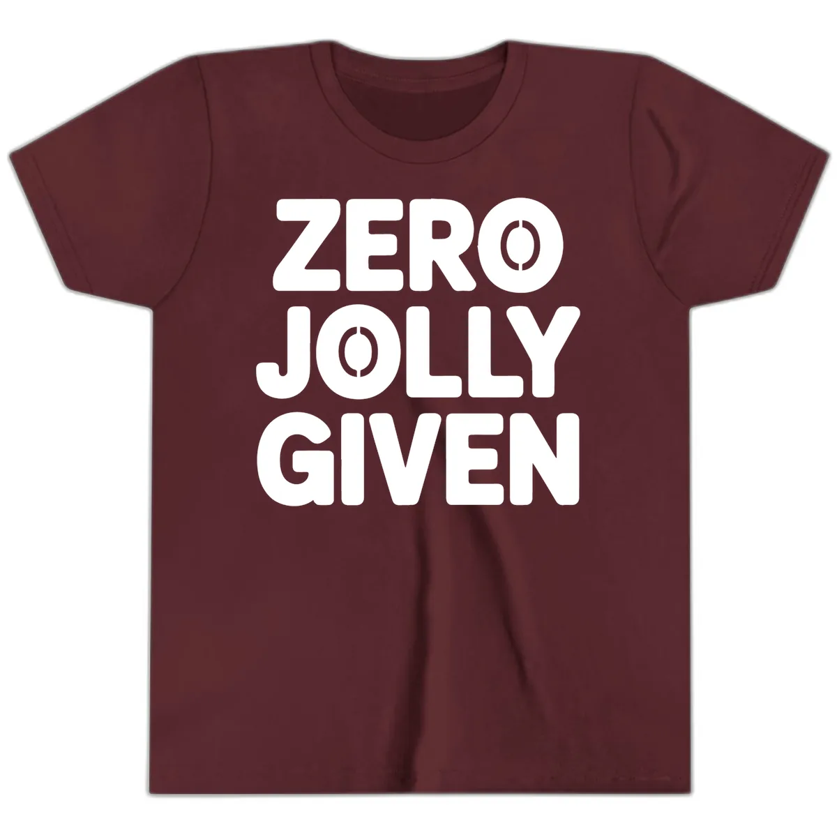 Zero Jolly Given Typography Youth T-Shirt in Maroon