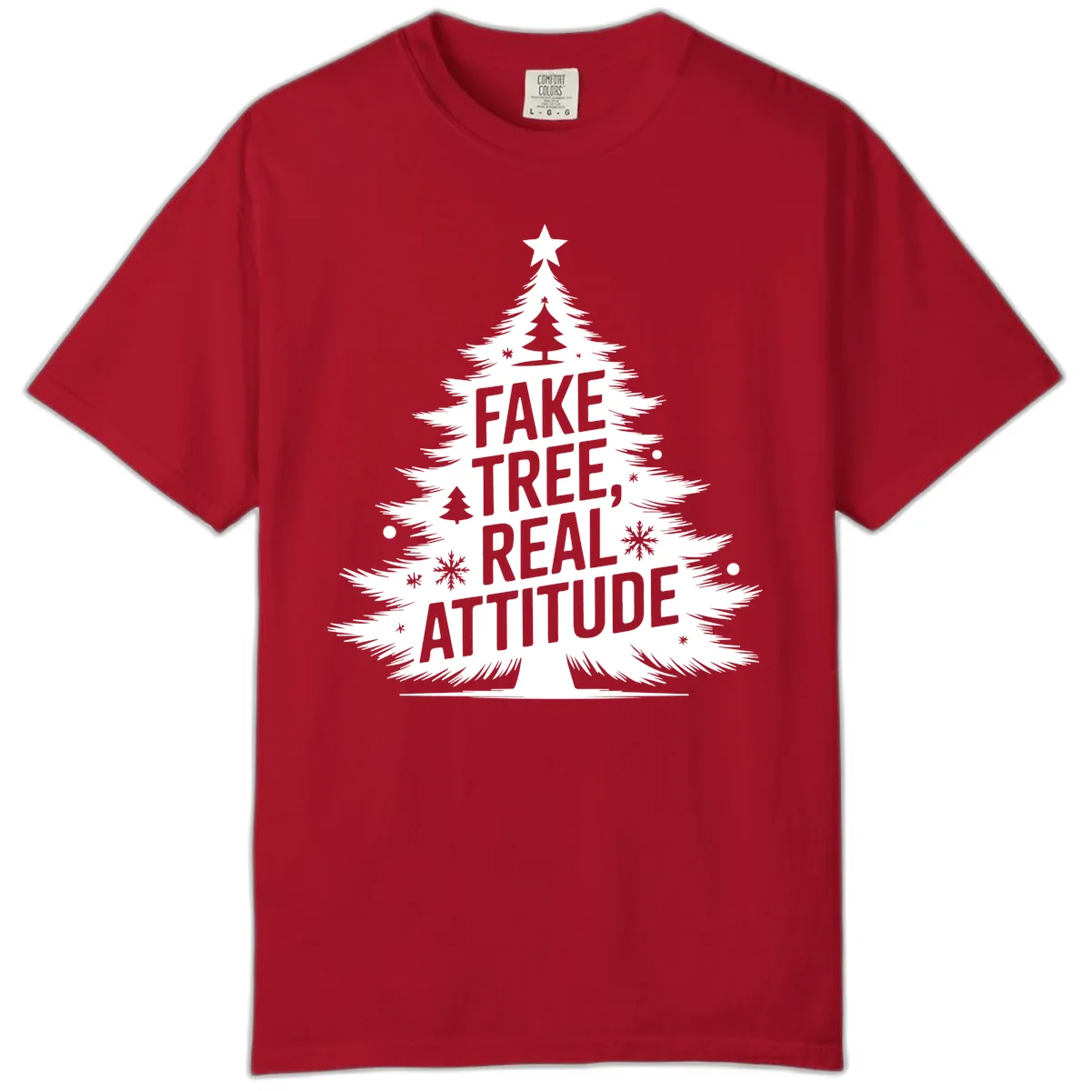 Fake Tree Real Attitude Christmas Graphic Comfort Color in Red