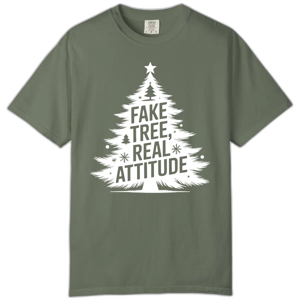 Fake Tree Real Attitude Christmas Graphic Comfort Color in Moss