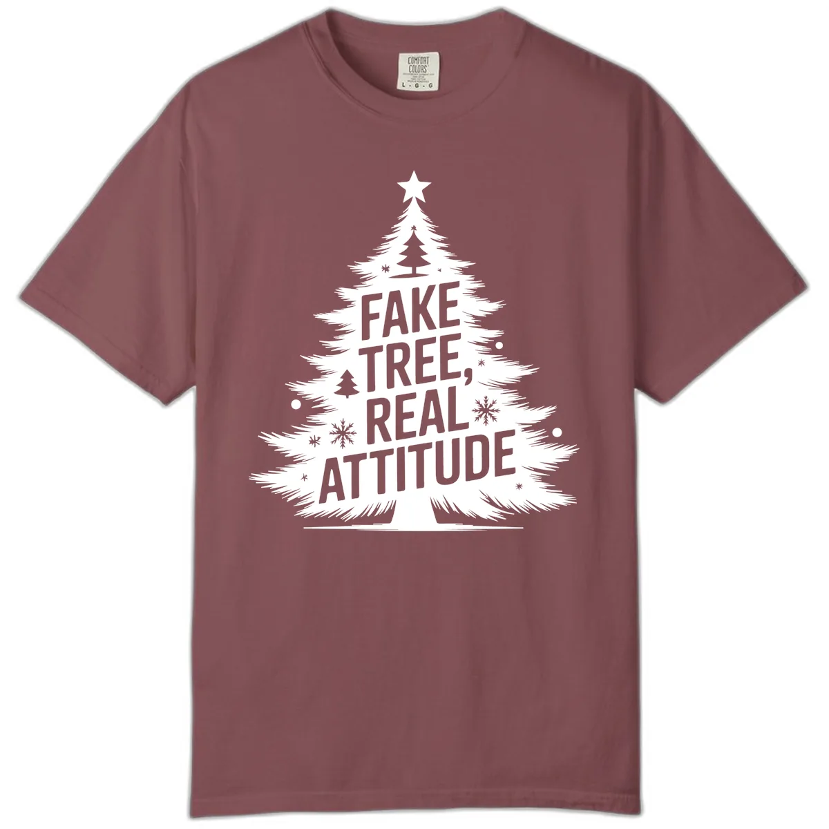 Fake Tree Real Attitude Christmas Graphic Comfort Color in Brick