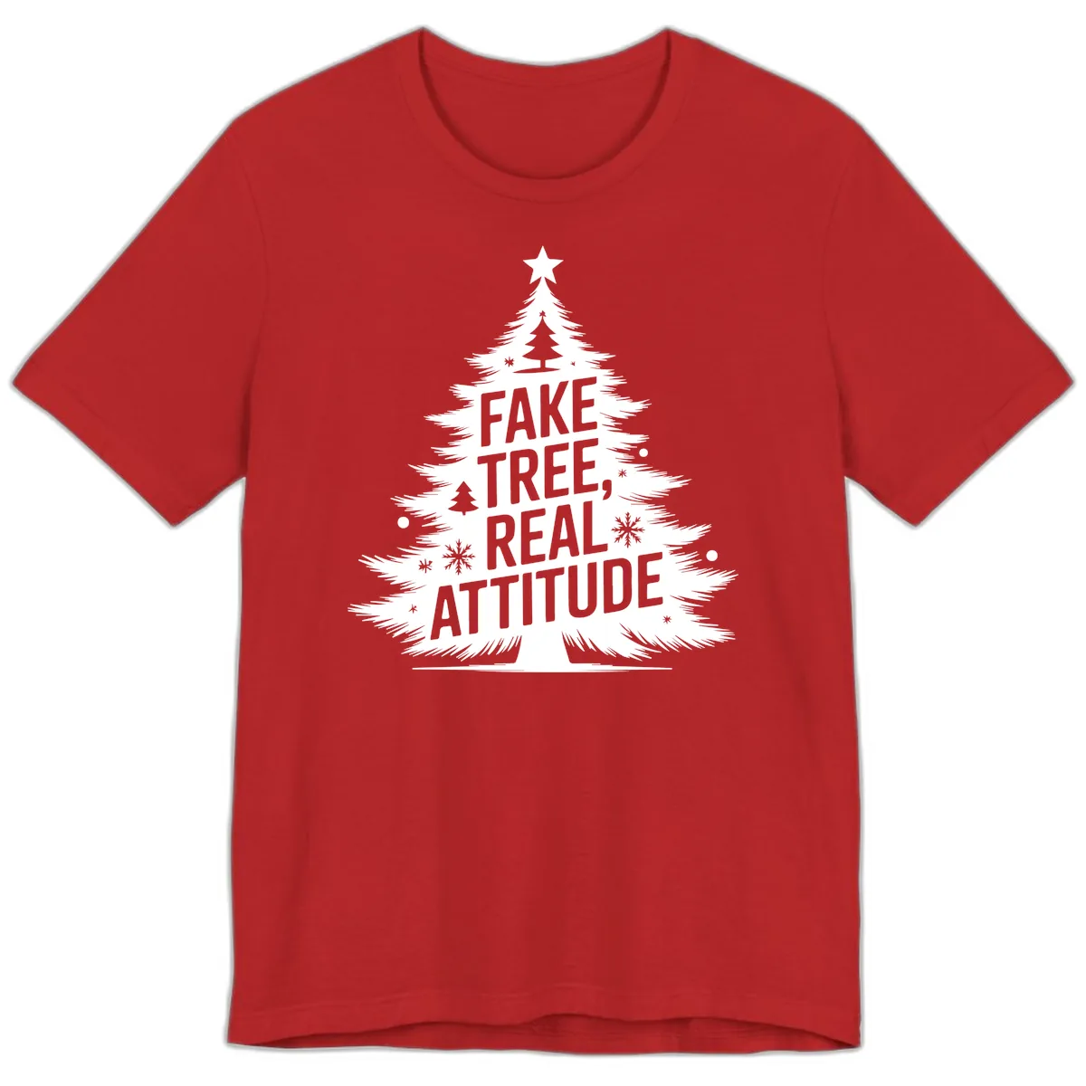 Fake Tree Real Attitude Christmas Graphic Premium T-Shirt in Red