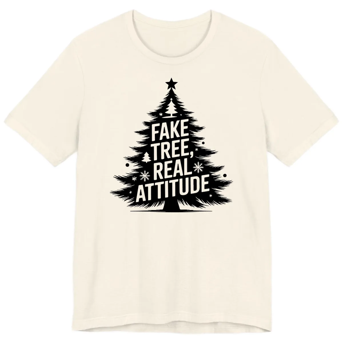 Fake Tree Real Attitude Christmas Graphic Premium T-Shirt in Natural