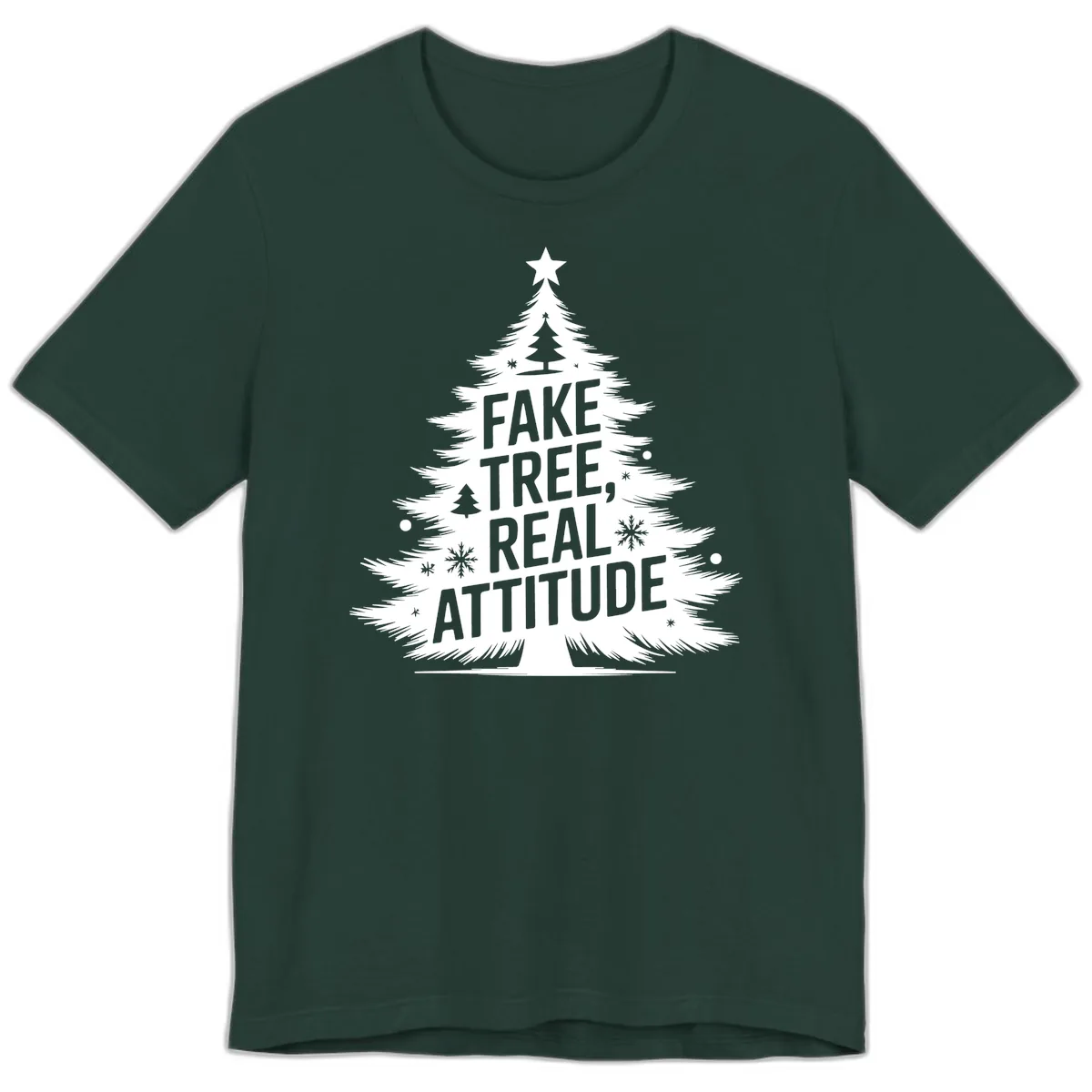 Fake Tree Real Attitude Christmas Graphic Premium T-Shirt in Forest