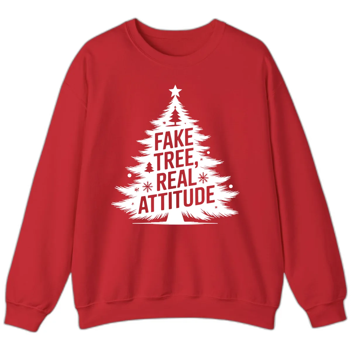 Fake Tree Real Attitude Christmas Graphic Sweatshirt in Red