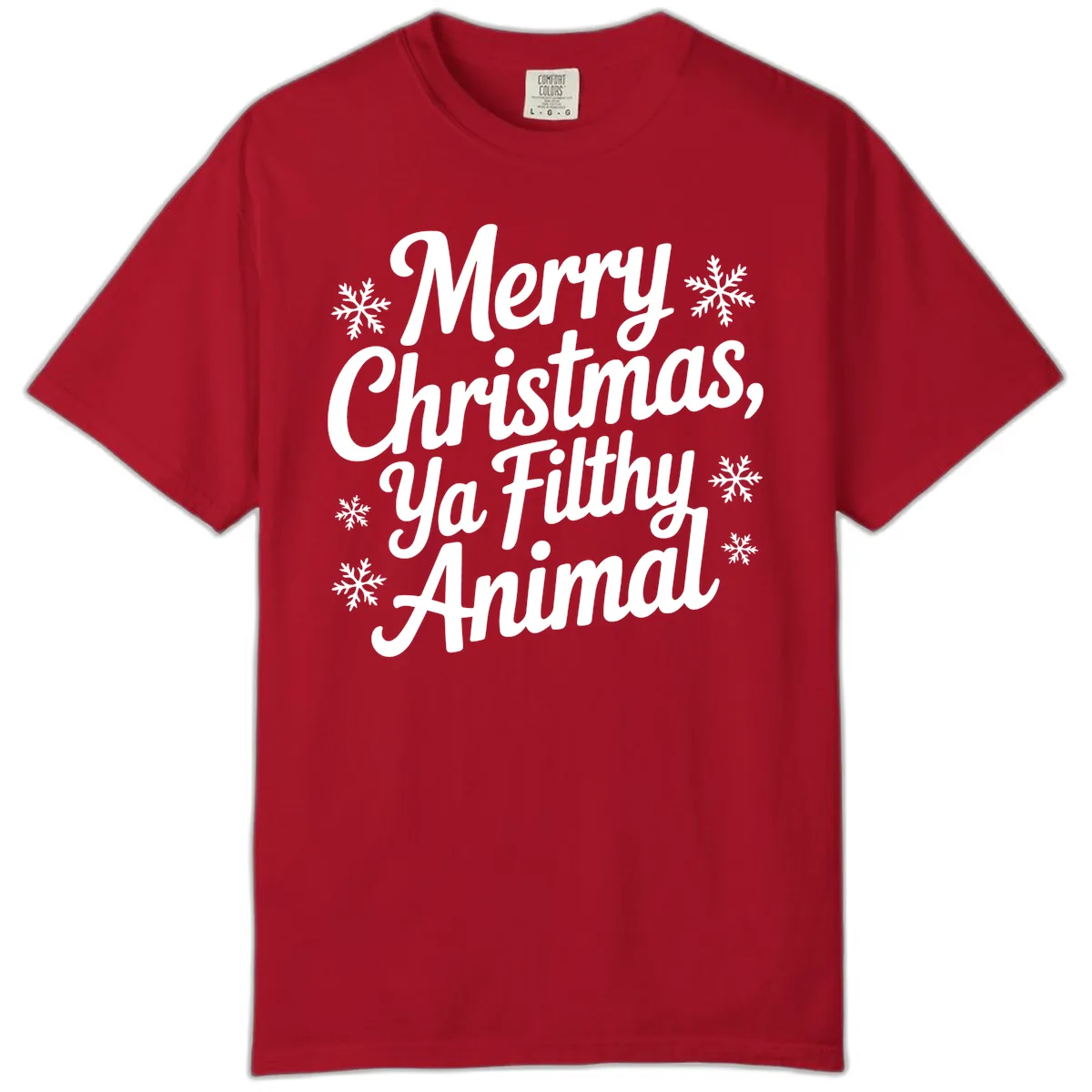 Merry Christmas Ya Filthy Animal Typography Comfort Color in Red