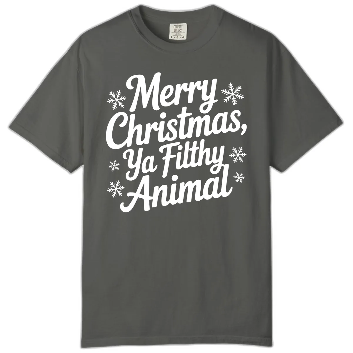 Merry Christmas Ya Filthy Animal Typography Comfort Color in Pepper