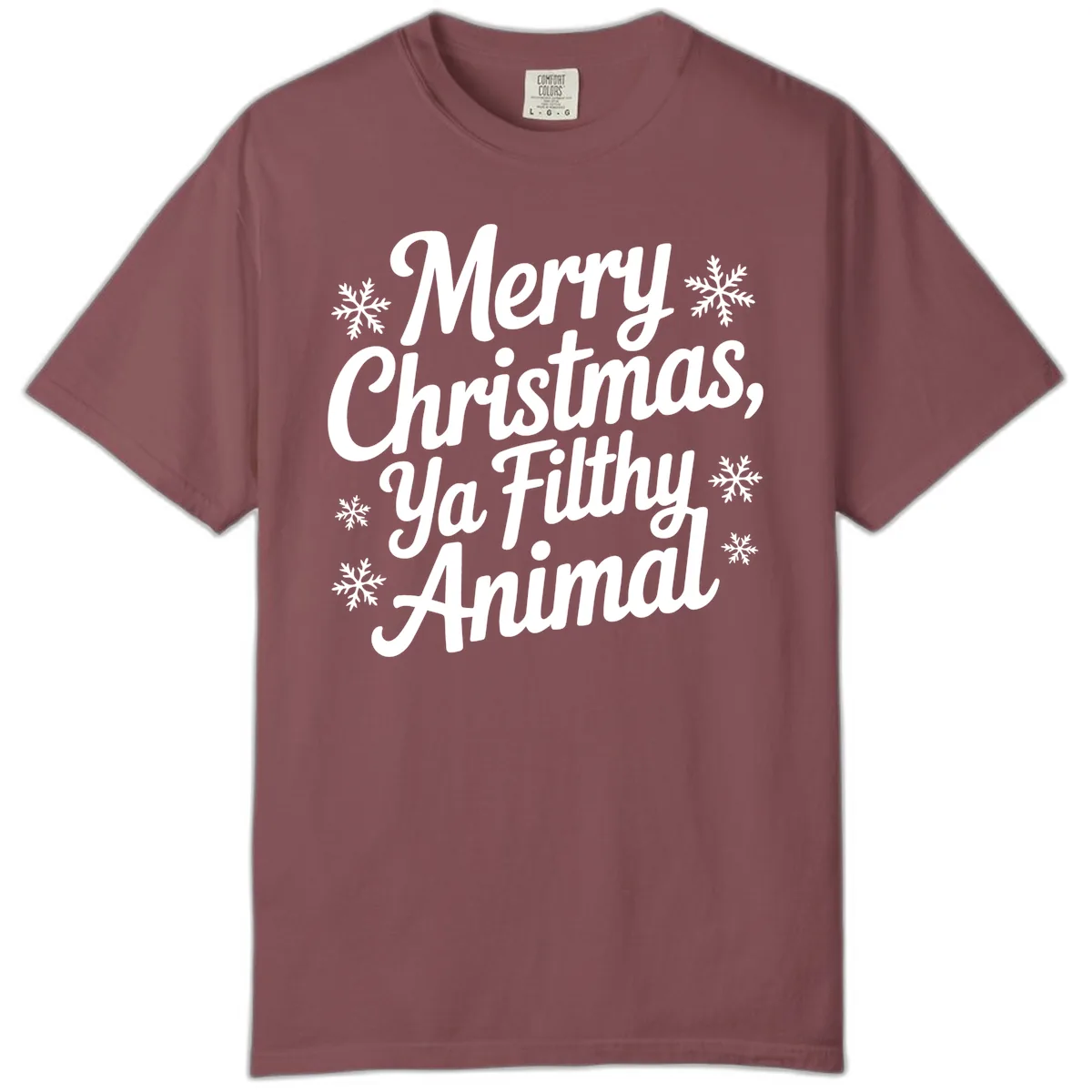 Merry Christmas Ya Filthy Animal Typography Comfort Color in Brick
