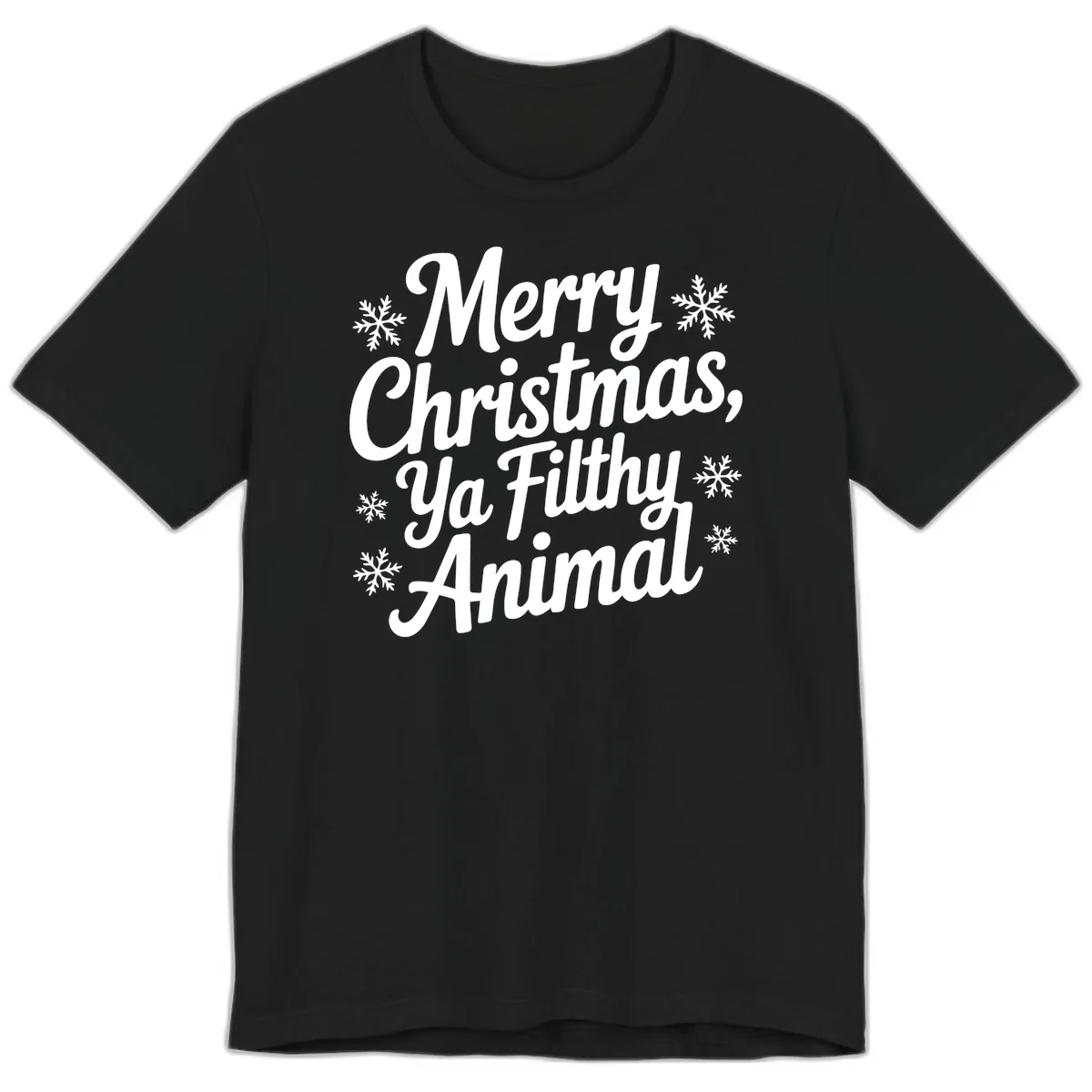 Merry Christmas Ya Filthy Animal Typography Premium T-Shirt in Black