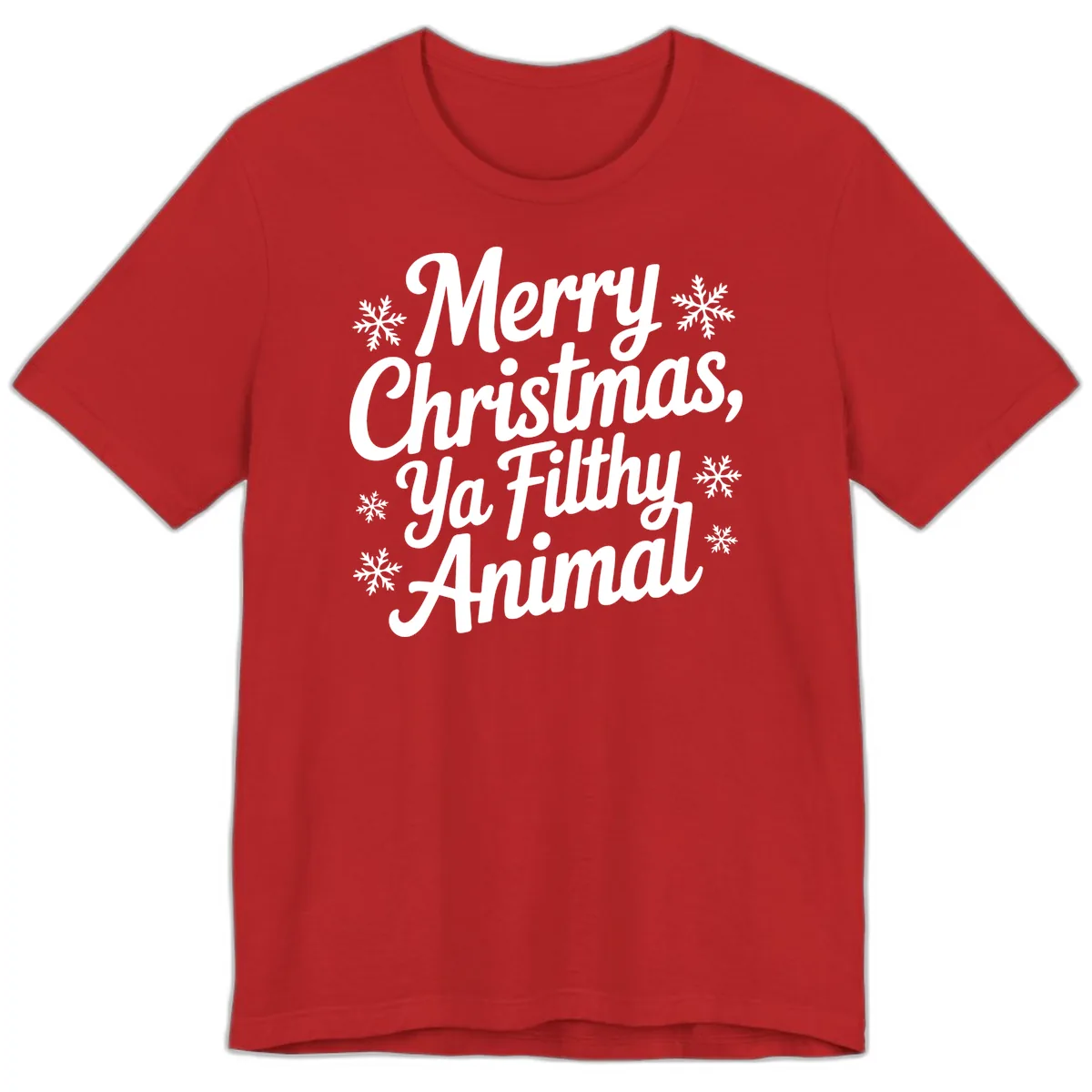 Merry Christmas Ya Filthy Animal Typography Premium T-Shirt in Red