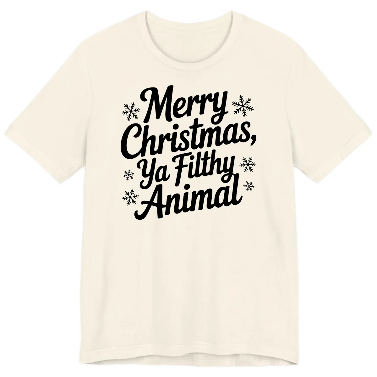 Merry Christmas Ya Filthy Animal Typography Premium T-Shirt in Natural