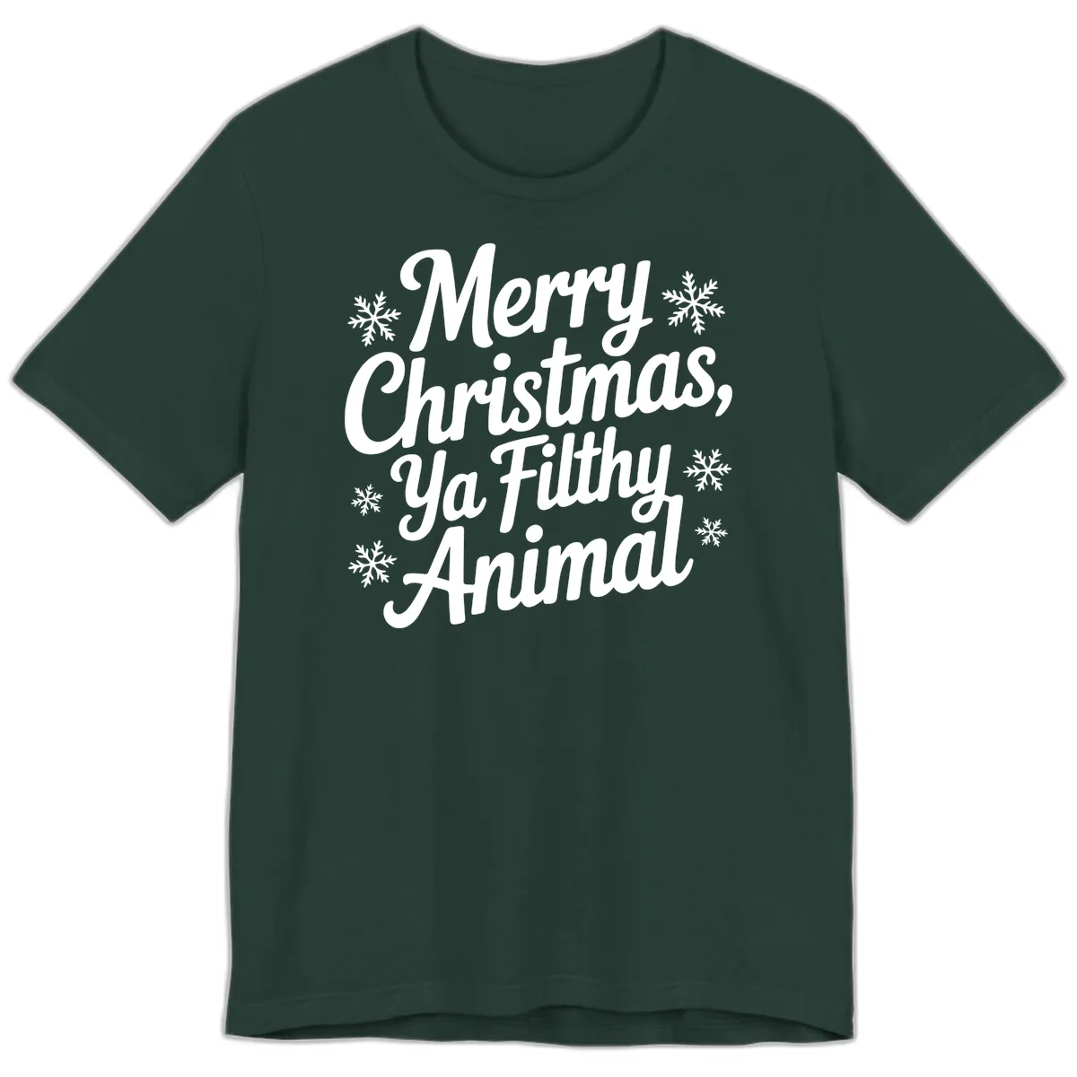 Merry Christmas Ya Filthy Animal Typography Premium T-Shirt in Forest
