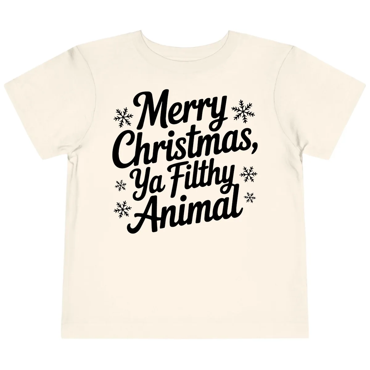 Merry Christmas Ya Filthy Animal Typography Toddler T-Shirt in Natural