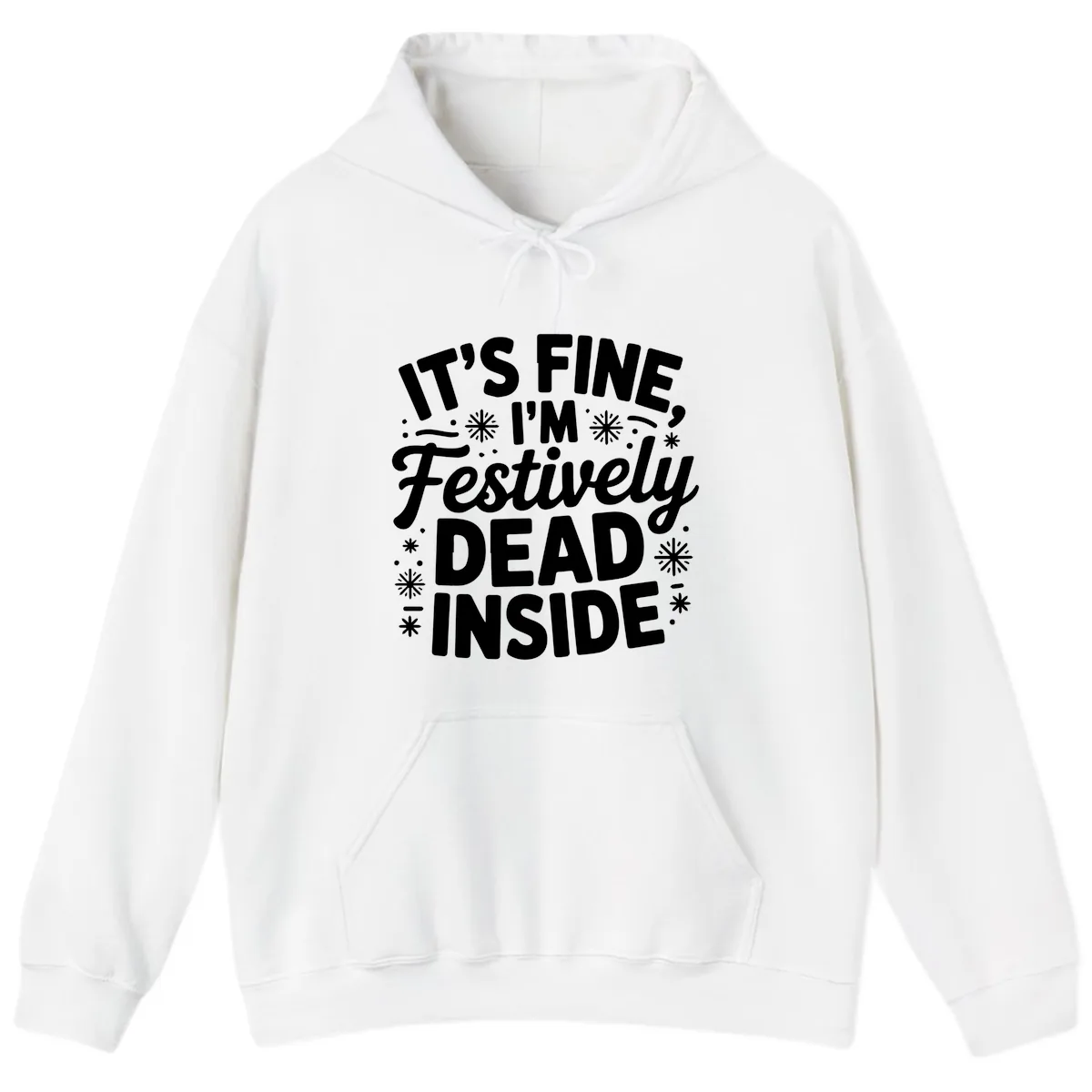 Festively Dead Inside Typography Hoodie in White