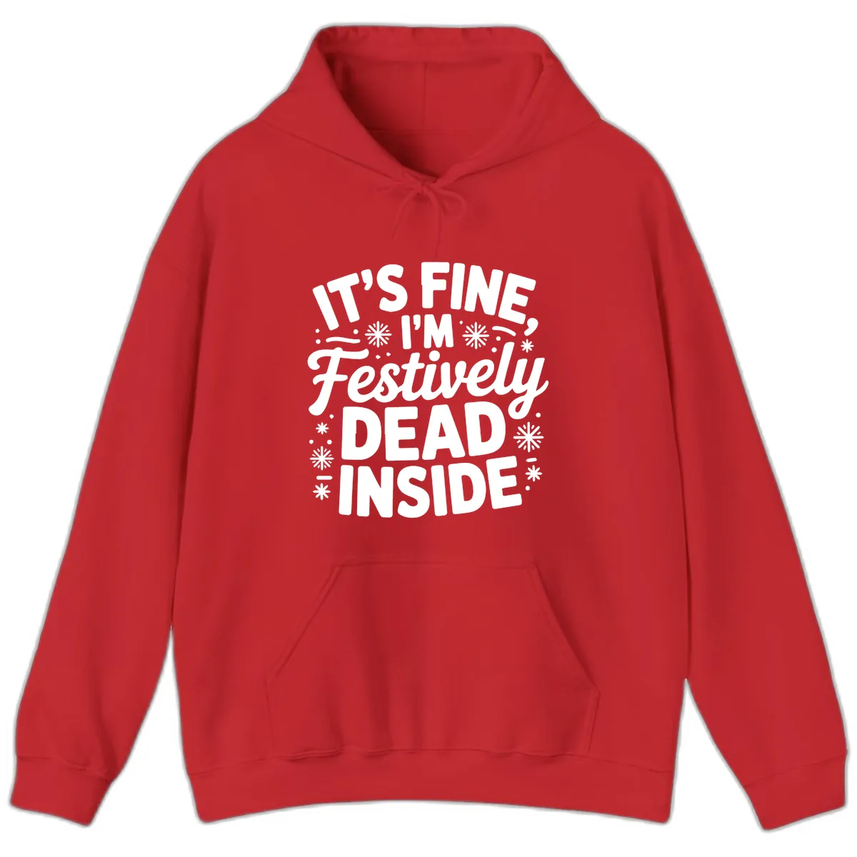 Festively Dead Inside Typography Hoodie in Red