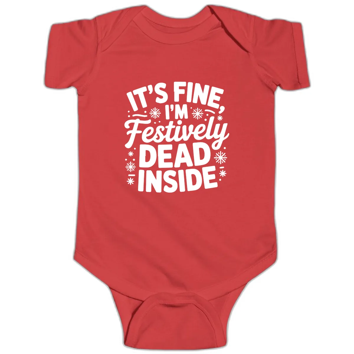 Festively Dead Inside Typography Baby Onesie in Red