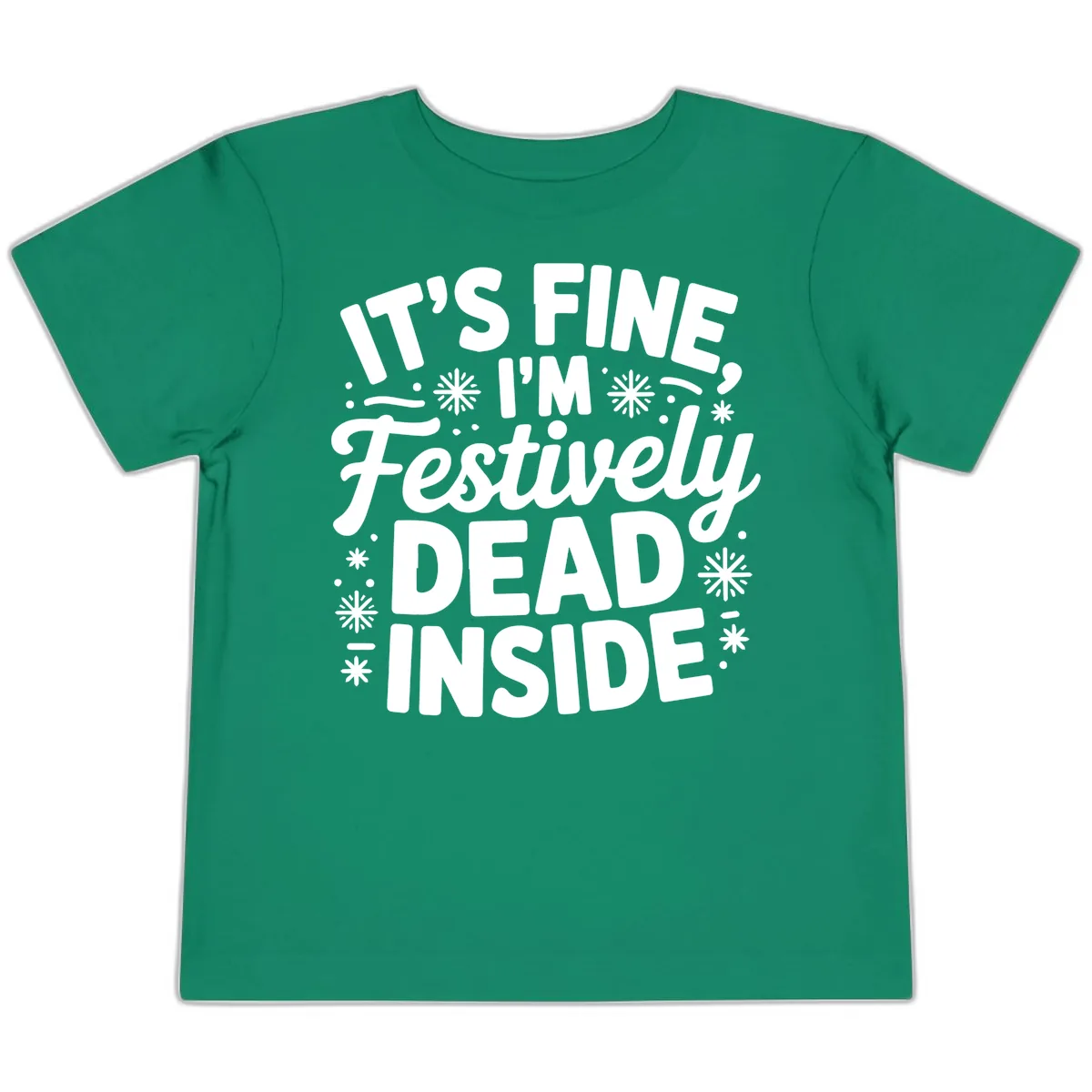 Festively Dead Inside Typography Toddler T-Shirt in Kelly