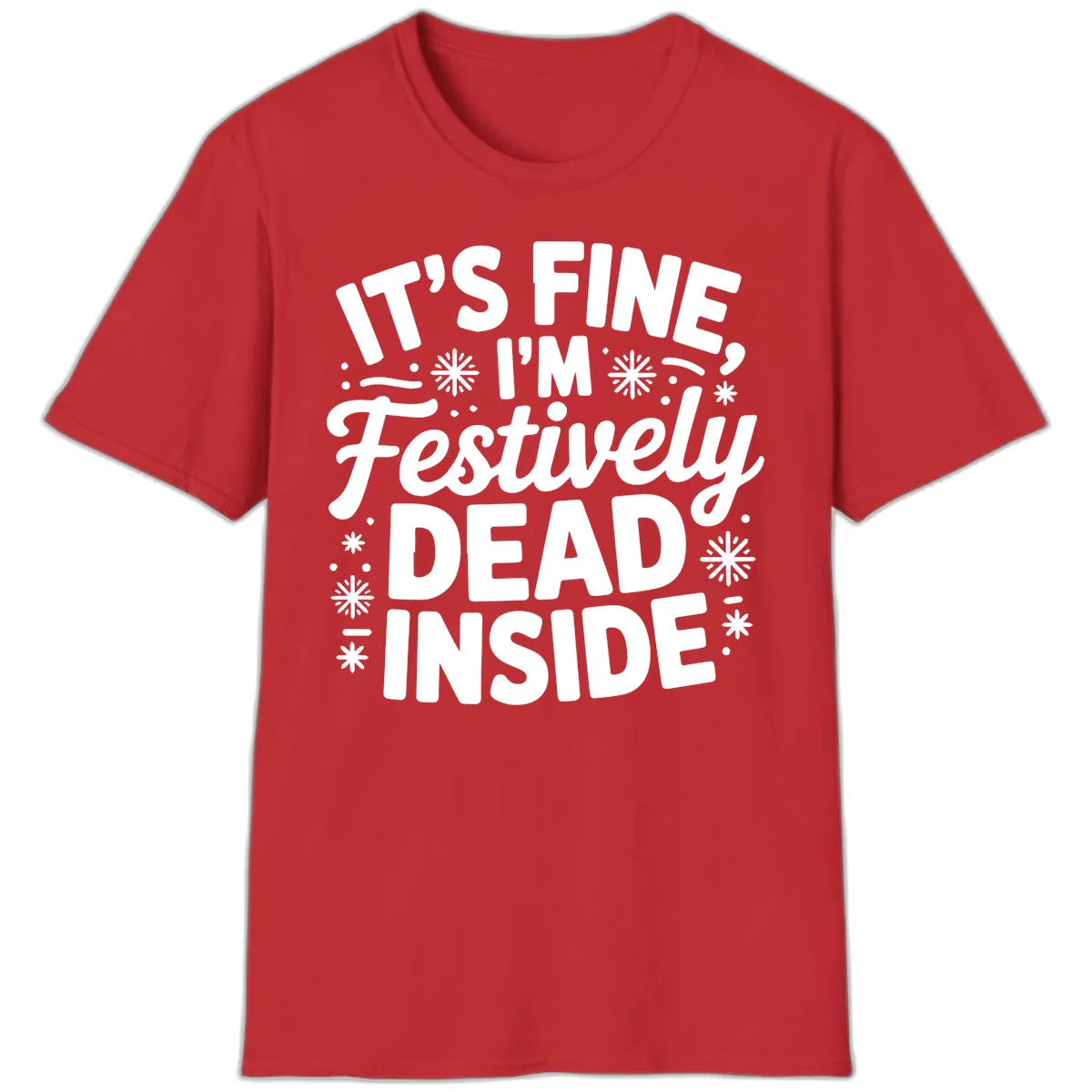 Festively Dead Inside Typography T-Shirt in Red