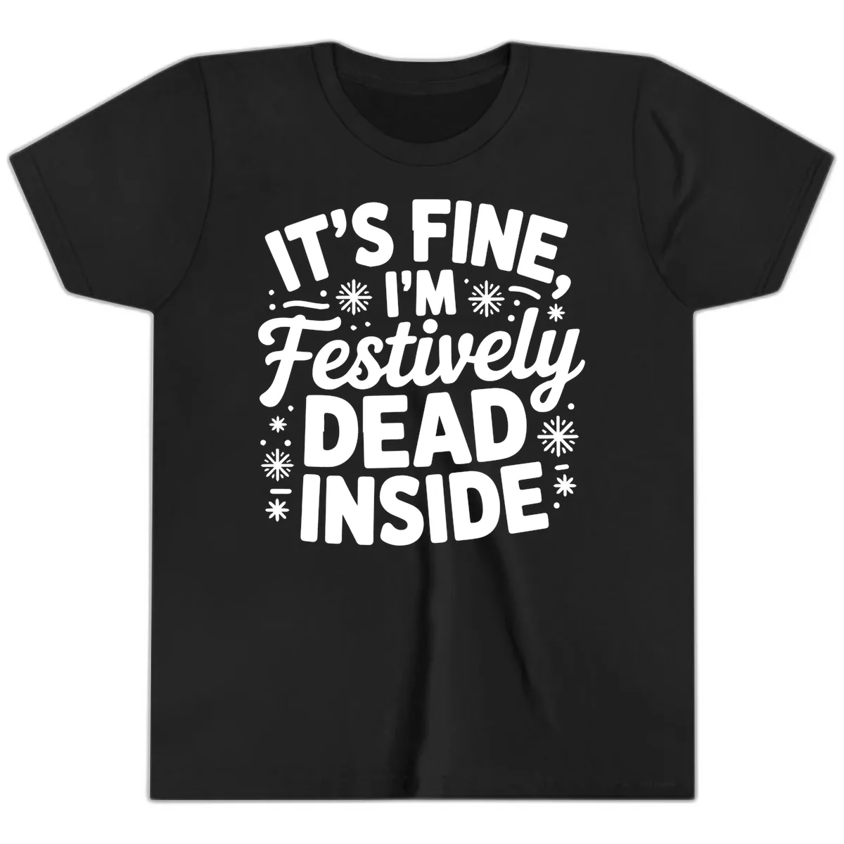 Festively Dead Inside Typography Youth T-Shirt in Black