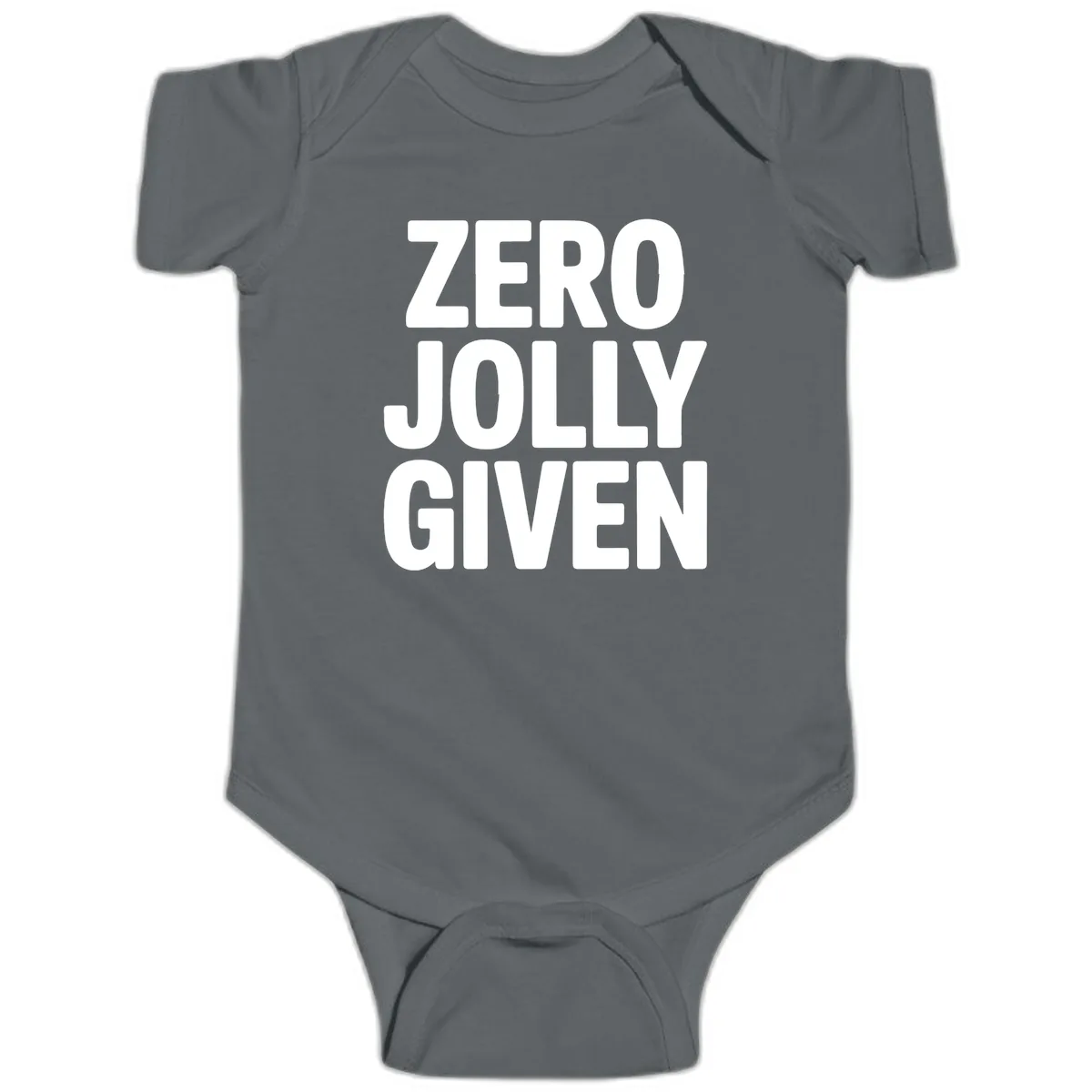 Zero Jolly Given Typography Baby Onesie in Charcoal