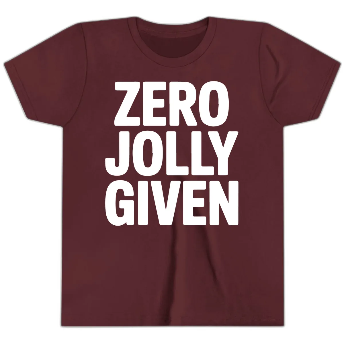 Zero Jolly Given Typography Youth T-Shirt in Maroon