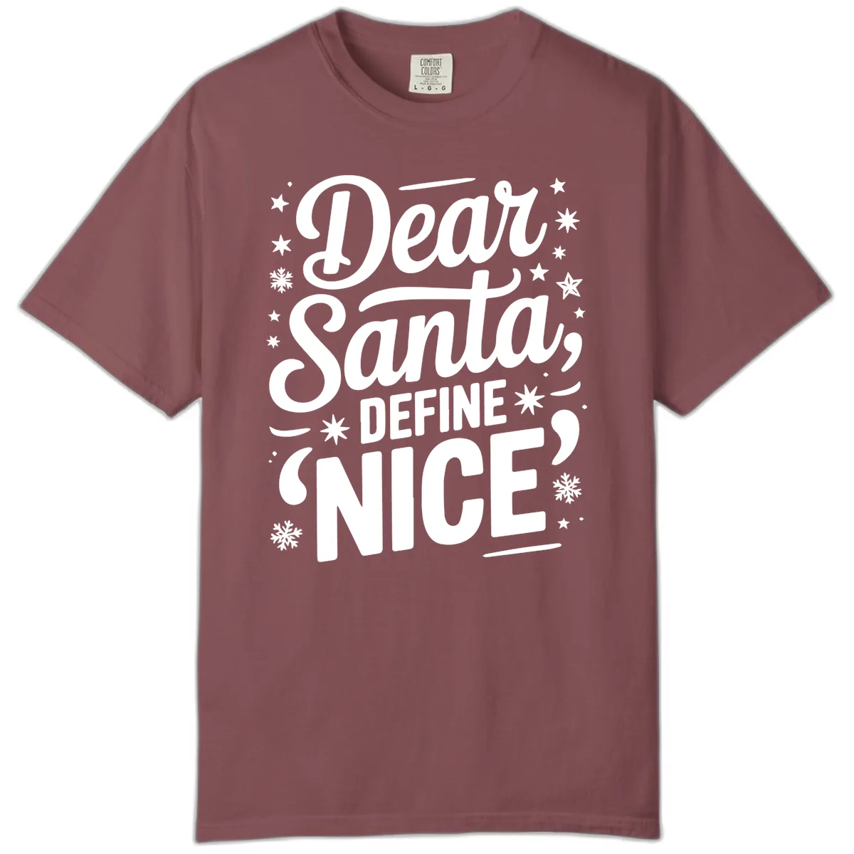 Dear Santa Define Nice Typography Comfort Color in Brick