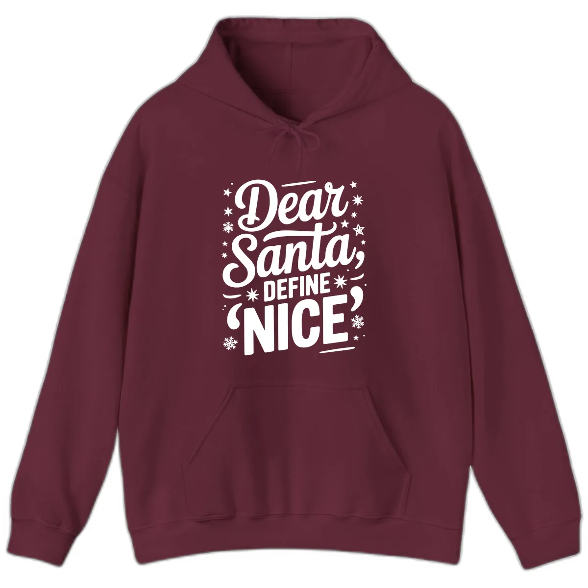 Dear Santa Define Nice Typography Hoodie in Maroon
